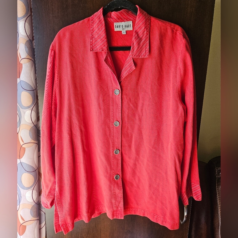 David Dart Red Button-Up Jacket Size Large